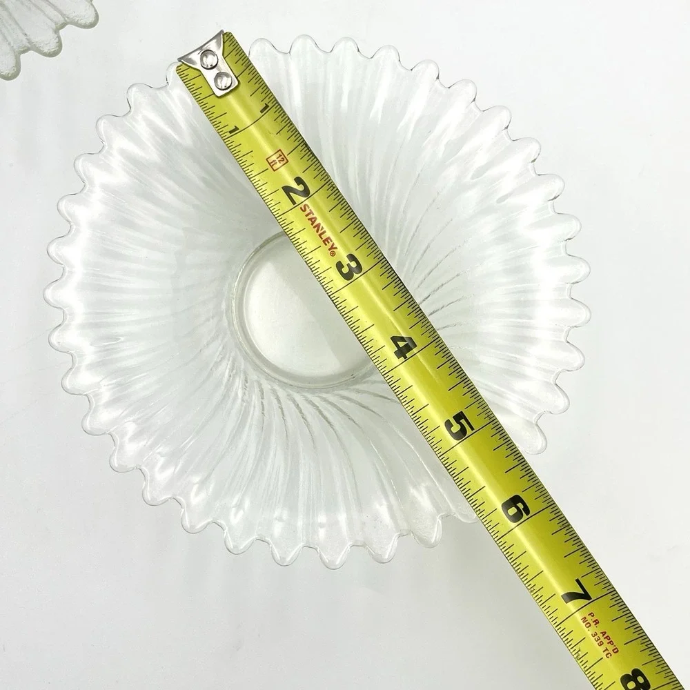 Vintage‎ Clear Swirl Glass Votive Candle Holders Set of 2 5.75